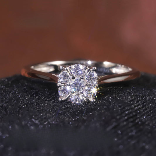 Classic Simple Natural Real Diamond Ring Light Luxury Inlaid Small Diamond Wedding Ring9/10/14/18k Gold Diamond Ring