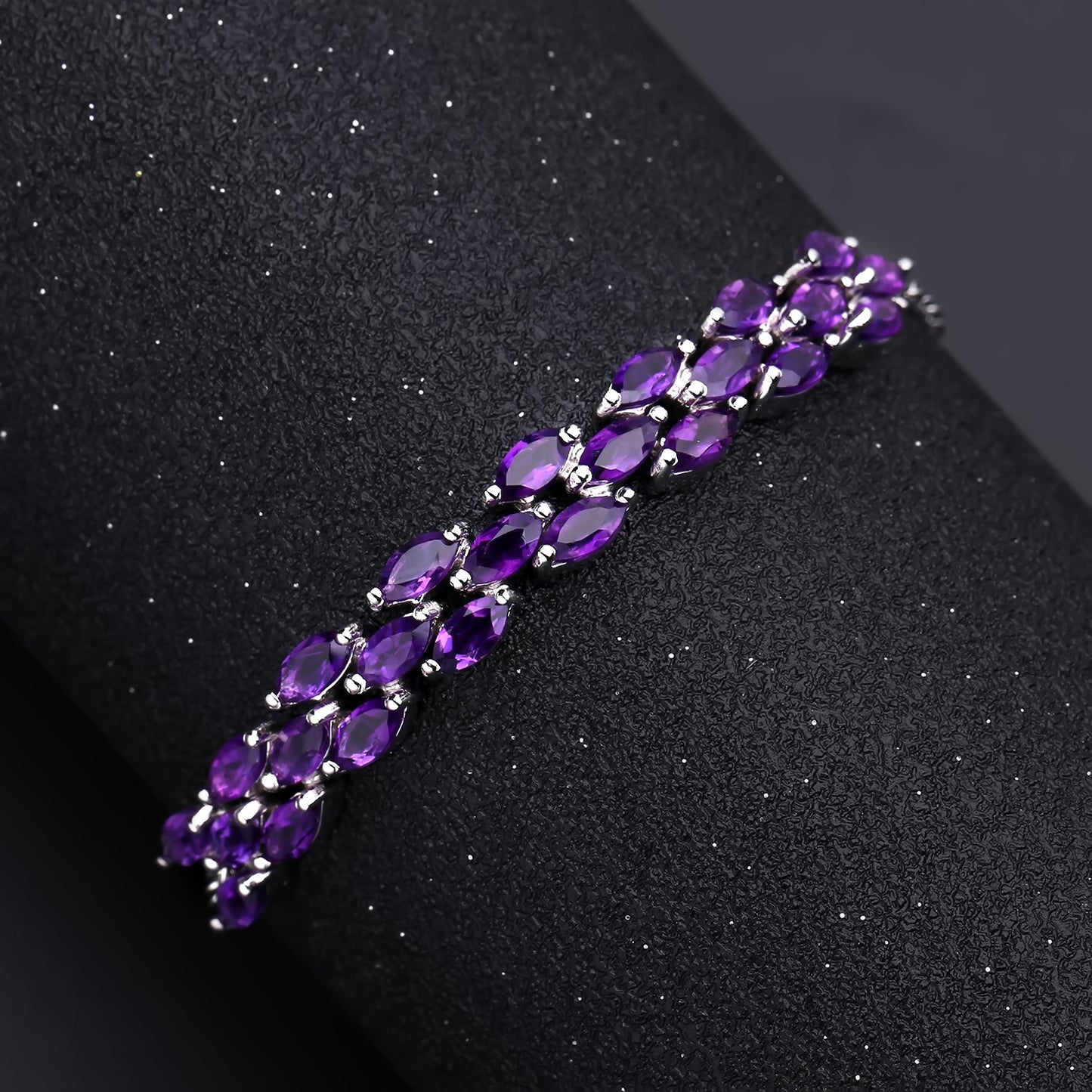 Design Sense Natural Amethyst Bracelet Style Princess Temperament s925Silver Inlaid Natural Gemstone Bracelet