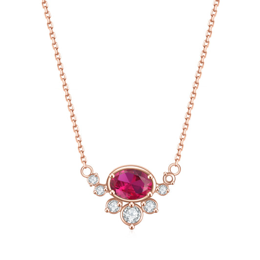Fashionable and Unique Light Luxury S925Sterling Silver Inlaid Cultivated Ruby Gemstone Necklace Pendant