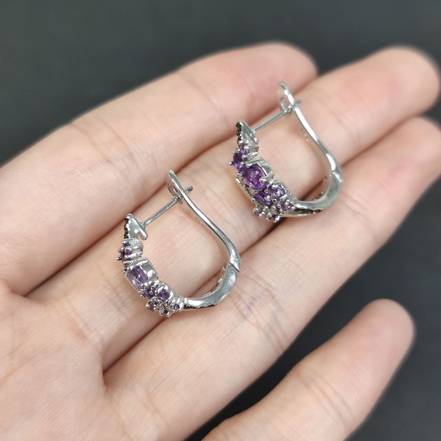 Floral Crystal Earrings s925Sterling Silver Inlaid Natural Topaz Earrings Gemstone Studs Garnet Small and Exquisite