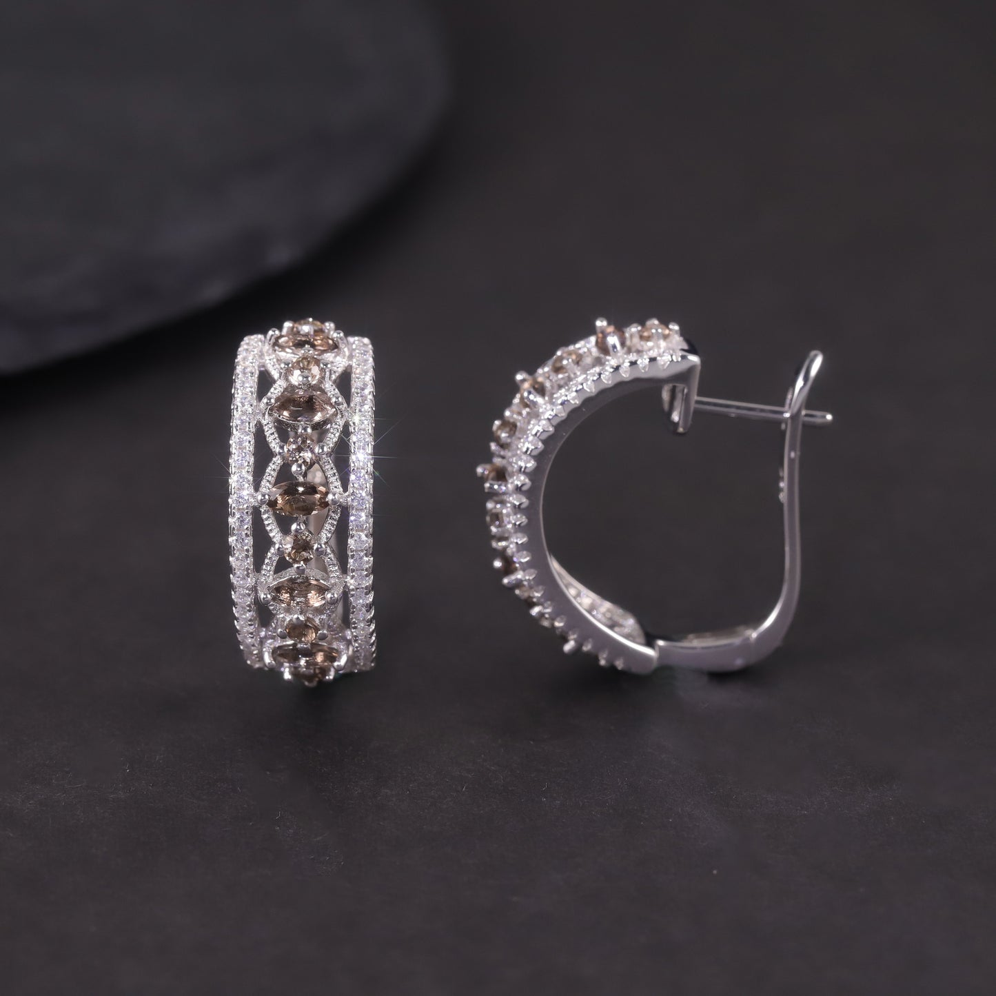 Unique Delicate Natural Topaz Earrings s925Sterling Silver Cluster Crystal Garnet Colorful Gemstone Earrings for Women