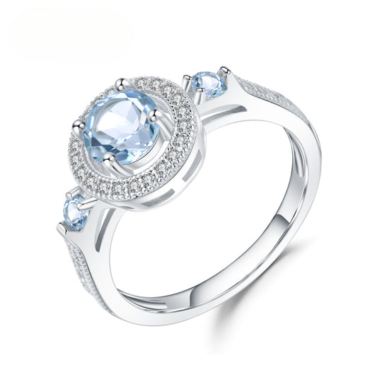 Design Sense Light Luxury Natural Topaz Ring Elegant Inlaid Natural Gemstones s925Silver Gemstone Ring