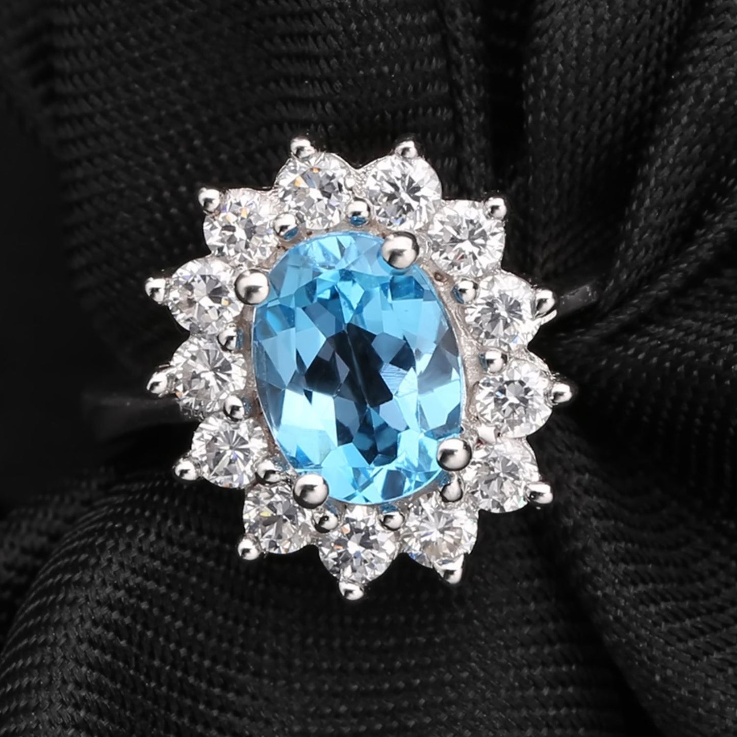 Luxurious Jewelry Topaz Inlay Vintage Design Fashion Natural Gemstone s925Sterling Silver Ring