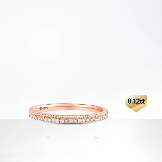 All-Matching18k Gold Inlaid Cultivated Diamond Ring Rose Gold k Gold Row Ring Synthetic Diamond Ring for Men and Women