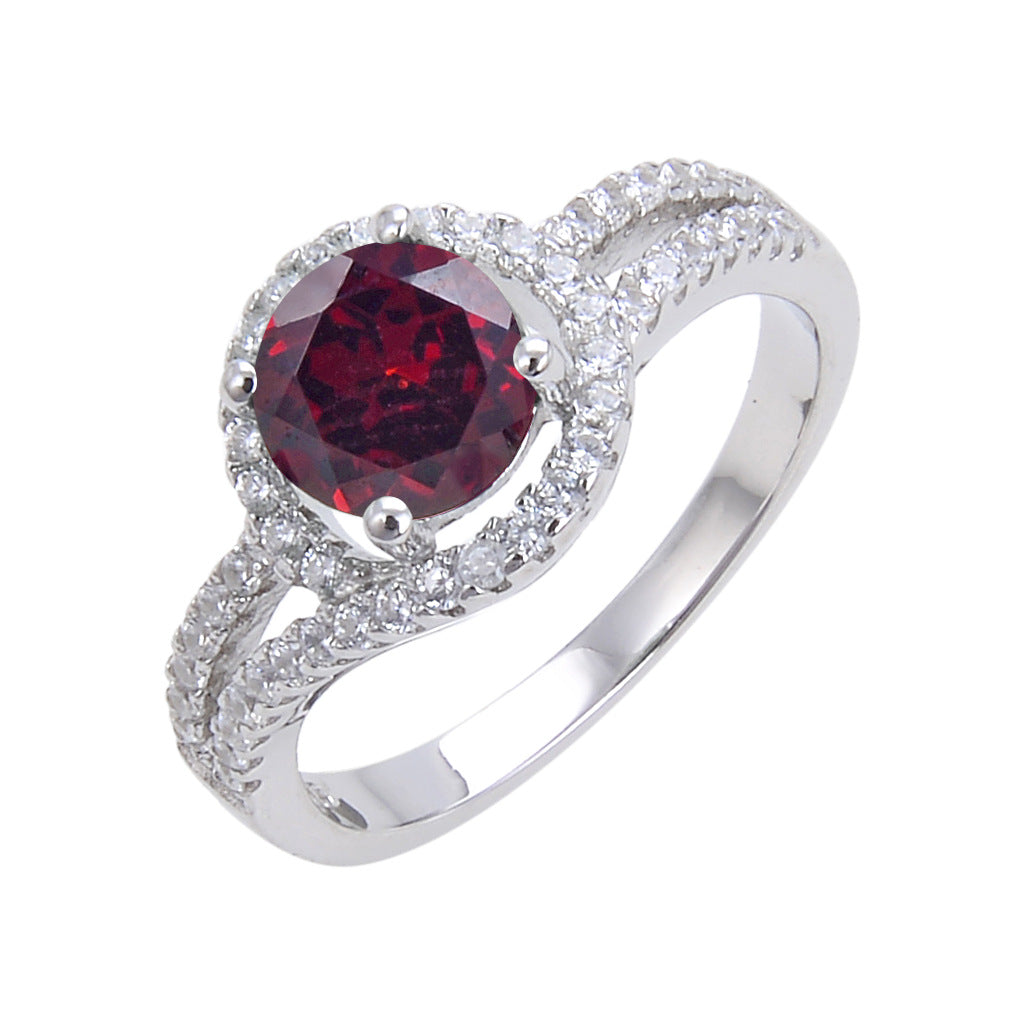 Daily Commuting Colorful Gemstone Natural Garnet Ring s925Sterling Silver Topaz Crystal Ring for Men and Women