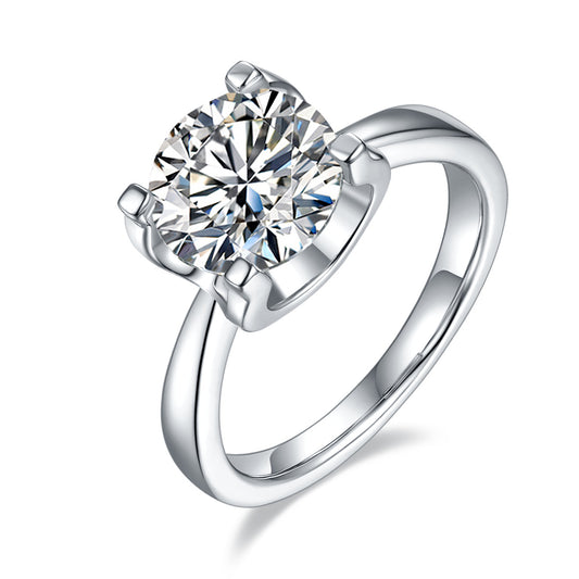 GRA Certificate Moissanite Ring for Women Light Luxury S925Silver Bull Head Four-Claw Inlaid with Moissanite1.5/2/3Carat Ring