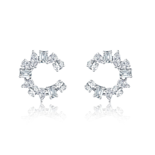 Minimalist Style Irregular Diamond Earrings18k Gold Inlaid Cultivated Diamond Earrings C Platinum Earrings Inspired by Love Camp Style
