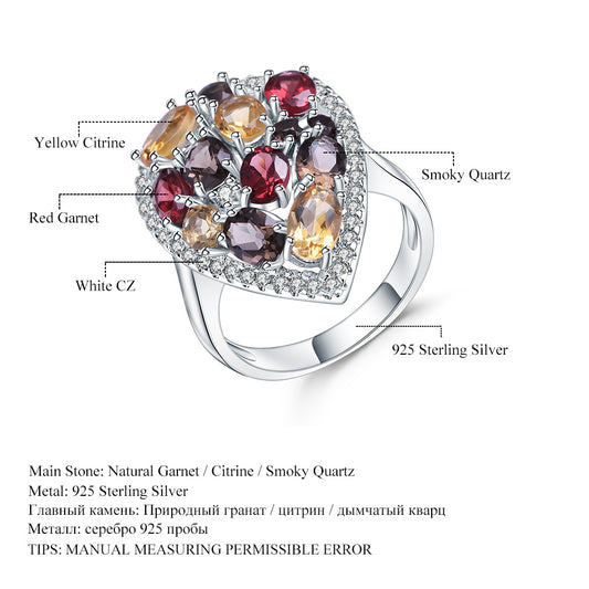 Factory Direct Supply Natural Gemstone Pure Silver Ring Fashion Retro Inlaid Natural Gemstones s925Silver ring