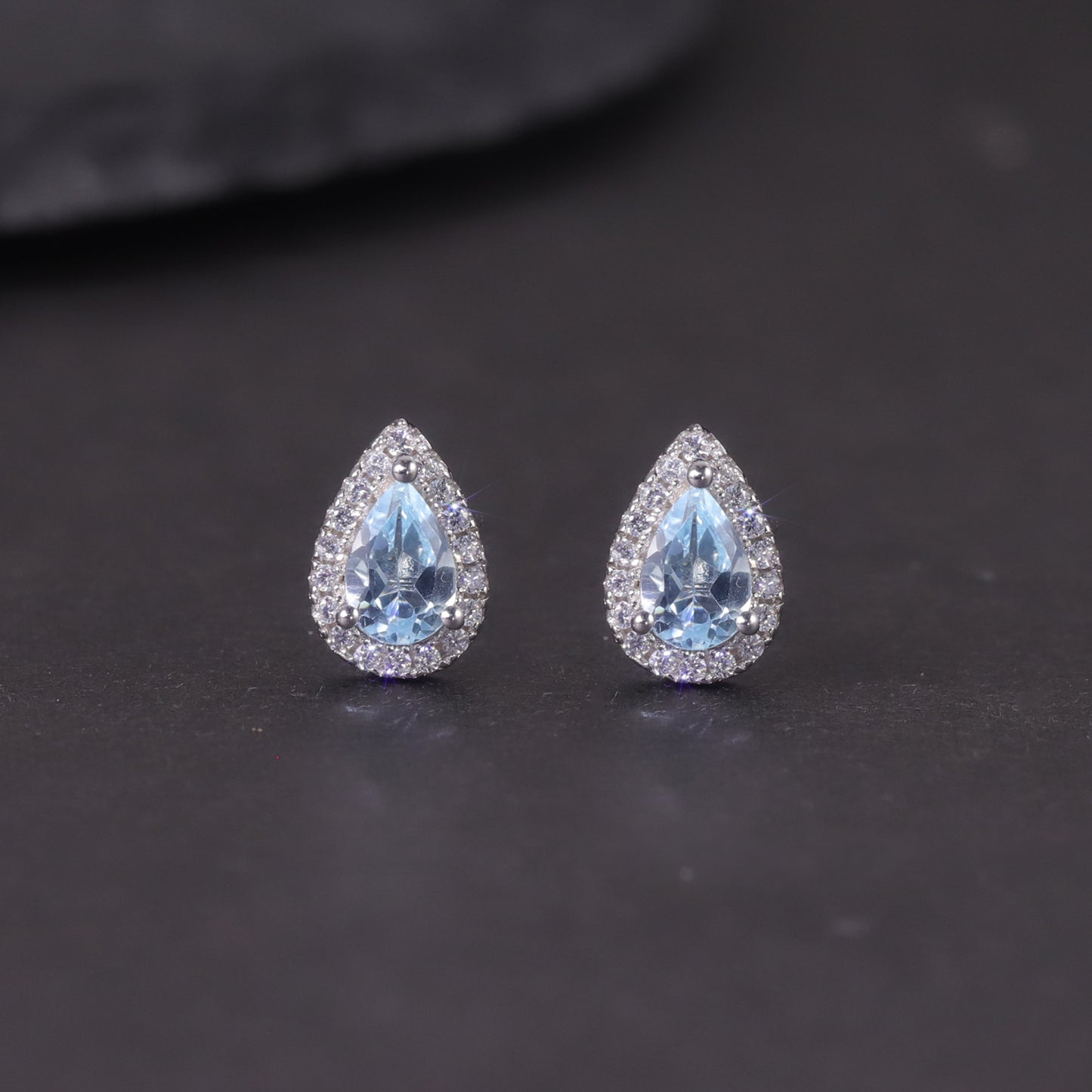 Exquisite Water Drop Colorful Gemstone Earrings s925Sterling Silver Inlaid Crystal Topaz Earrings Translucent Pear-Shaped Earrings