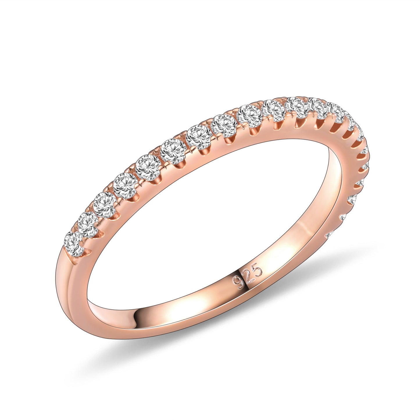 Minimalist Commuting Ring s925Silver Inlaid Moissanite Ring Three-Color Stacking Wedding Ring Half-Circle Inlaid Stone Ring