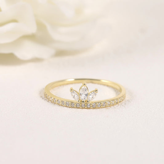 Bamboo Leaf Chinese Style Ring s925Sterling Silver Moissanite Gold Dawn Series Women's New Chinese Style Ring New Model