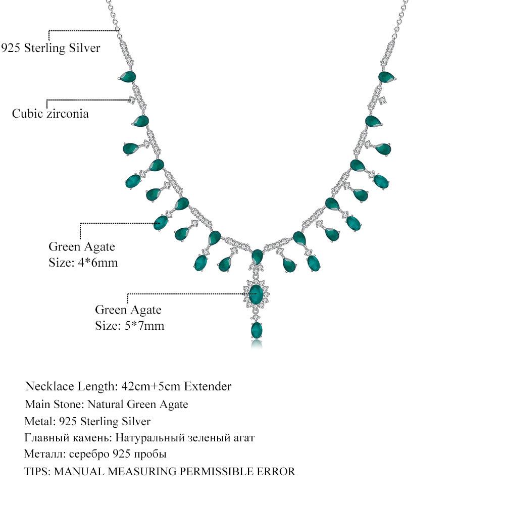 Banquet Luxury Natural Topaz Necklace High Sense s925Silver Inlaid Sapphire Agate Garnet Necklace