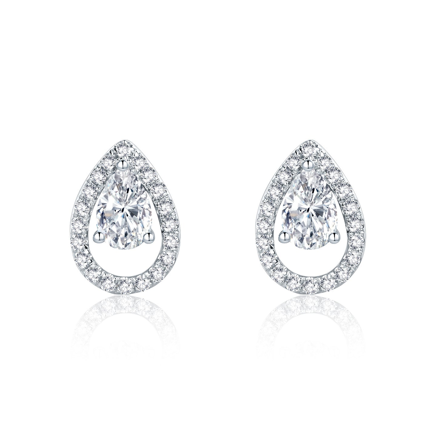 Unique Diamond Stud Earrings18k Gold Inlaid Cultivated Diamond Earrings Water Drop Shape0.2Carat Platinum Earrings