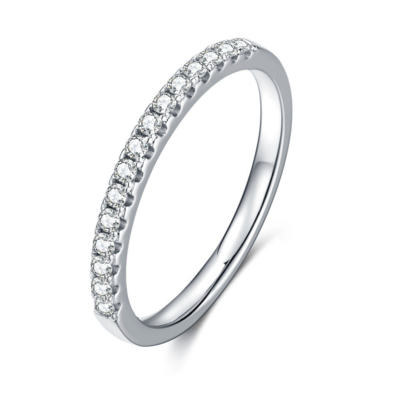 Minimalist Fashion Luxury Women's Moissanite Ring s925Sterling Silver Inlaid Moissanite Gemstone One Word v Character Ring