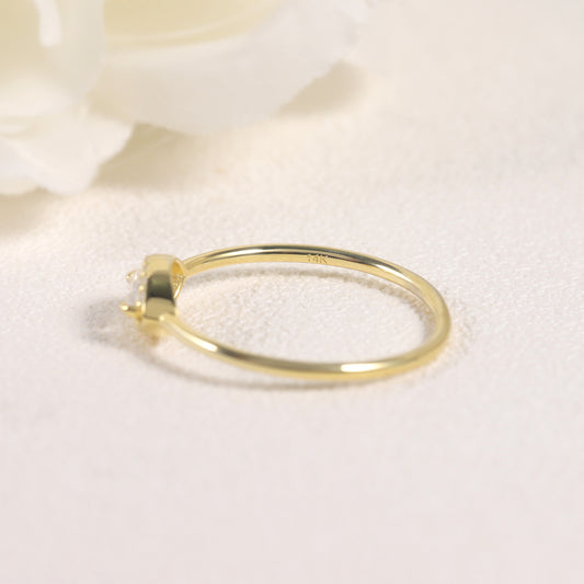 Niche High-End Thin Ring s925Sterling Silver Moissanite Gold Dawn Series Small Ring2024Popular