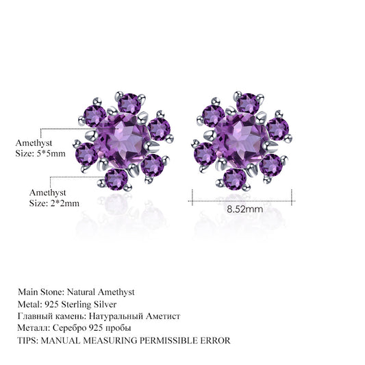 In Stock Fashion Simple Temperament Eardrops Popular s925Sterling Silver Inlaid Natural Colored Gems Earrings Earrings