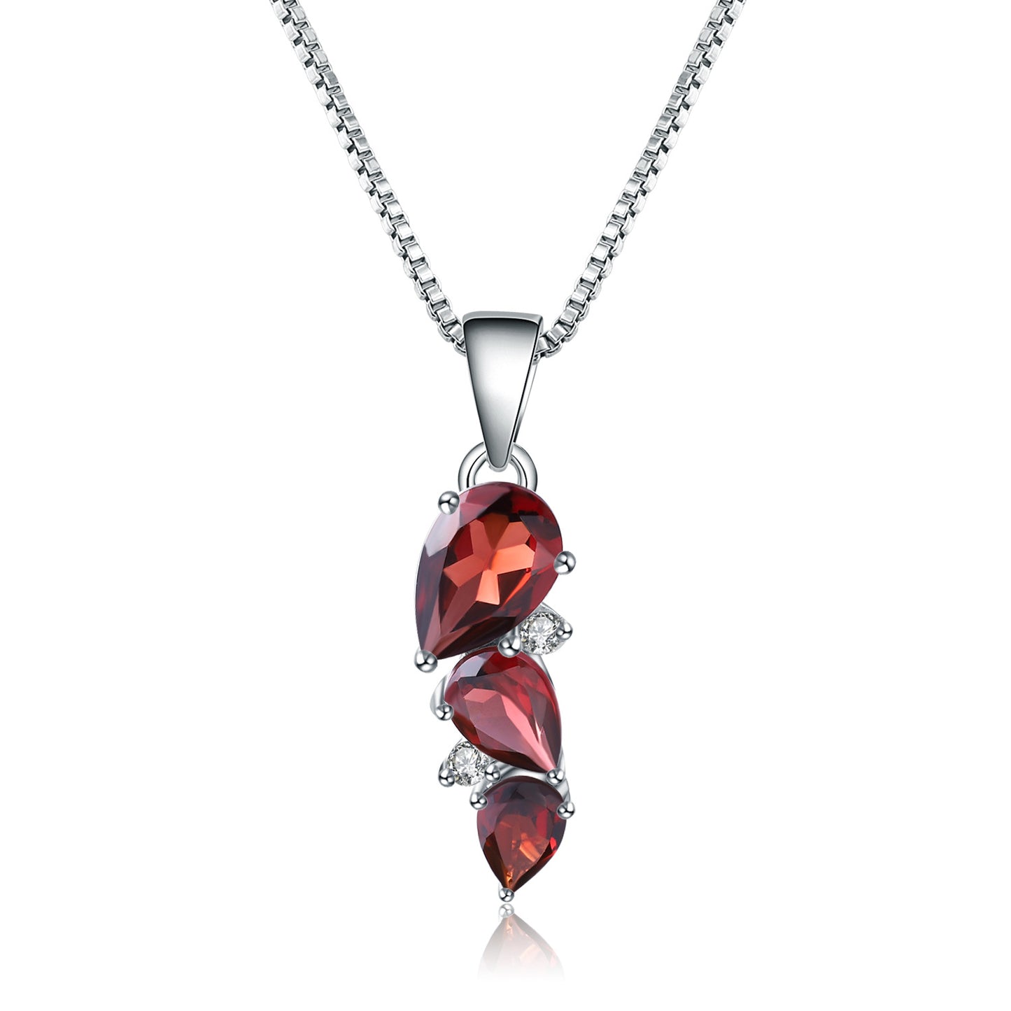Design Sense Natural Gemstone Pure Silver Pendant Creative Shape s925Silver Inlaid Garnet Necklace Pendant