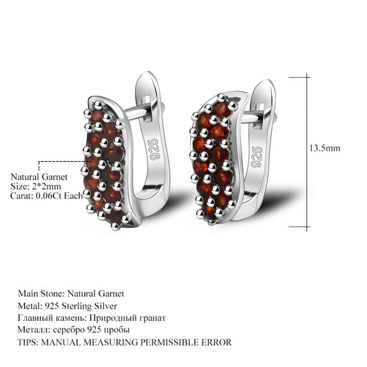 Natural Garnet Sapphire Earrings Affordable Luxury Fashion Unique Design s925Silver Natural Gemstone Earrings