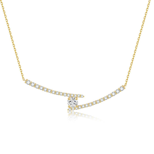Irregular Fashion14k Gold Necklace with Cultivated Diamonds0.5Carat k Gold Platinum Collarbone Chain Personality for Women