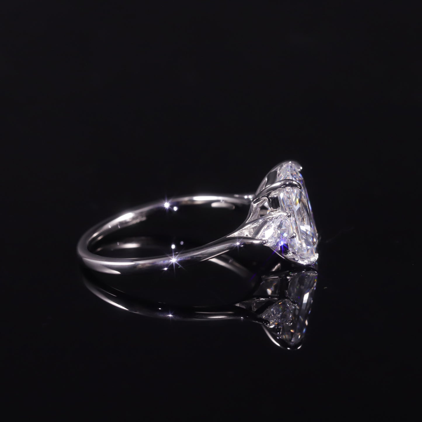 Fashionable Sugar Cube3Carat Ring Large Carat s925Sterling Silver Moissanite Ring Closed Silver Ring Personality