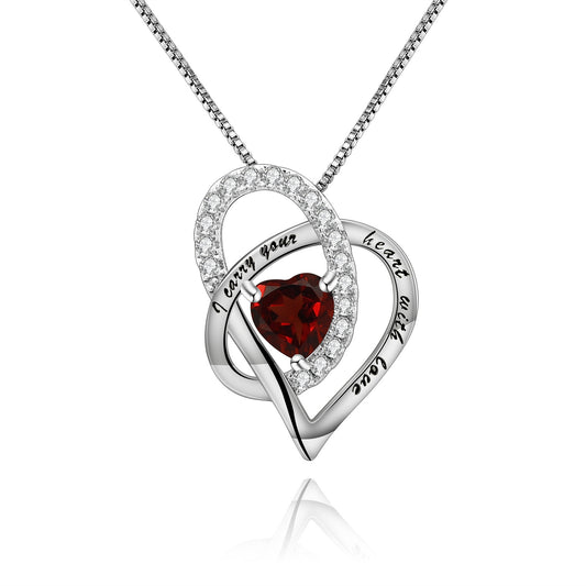 Luxurious High-End Gemstone Pendant Interlocking Design December Birthstone s925Silver Necklace Pendant