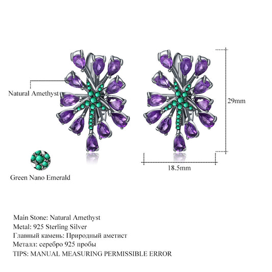 Designer Natural Amethyst Earrings Starry Sky Brilliance High-end Banquet Jewelry925Silver Earrings and Ear Studs