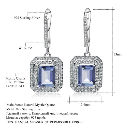 Luxury Fashion Colorful Gem Earrings High-Grade Personality s925Silver Coated Crystal Gemstone Earrings Earrings