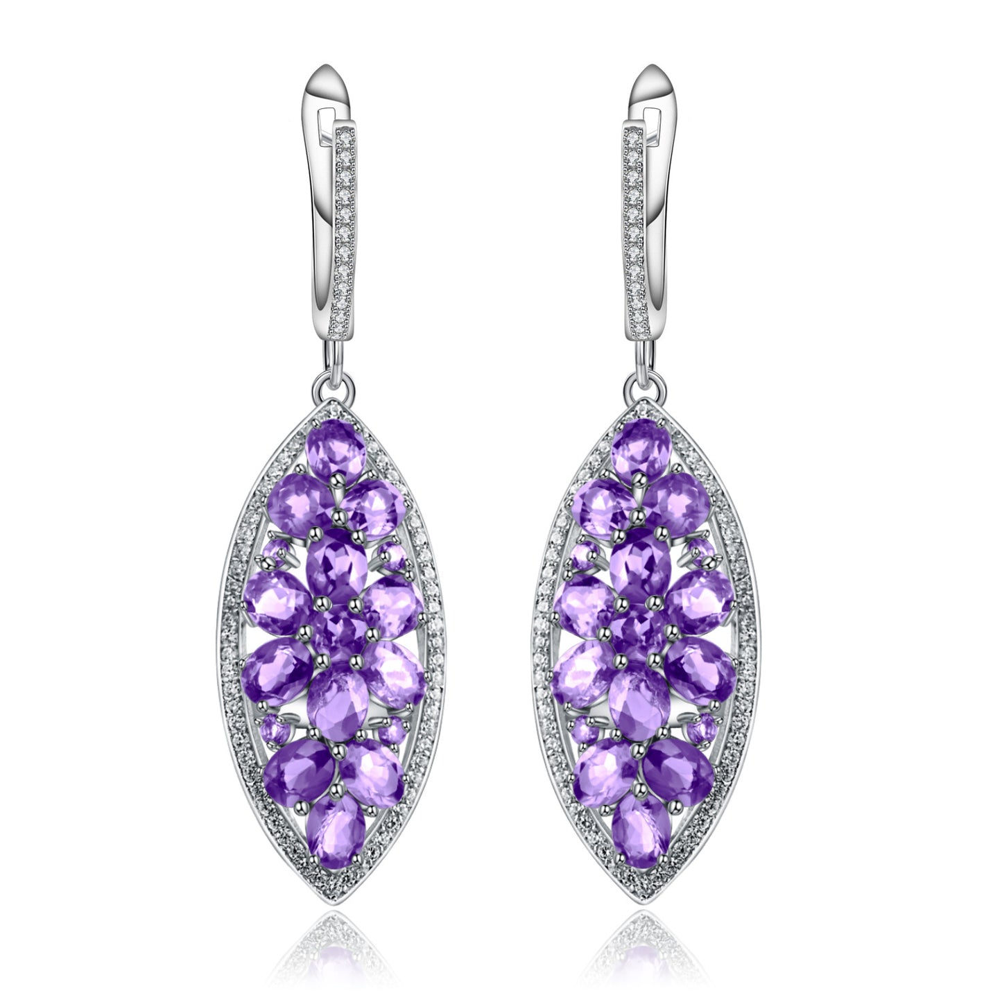 Luxurious Natural Gemstone Amethyst Earrings Group Inlay Design High-end Sense Personality s925Silver Inlaid Earrings