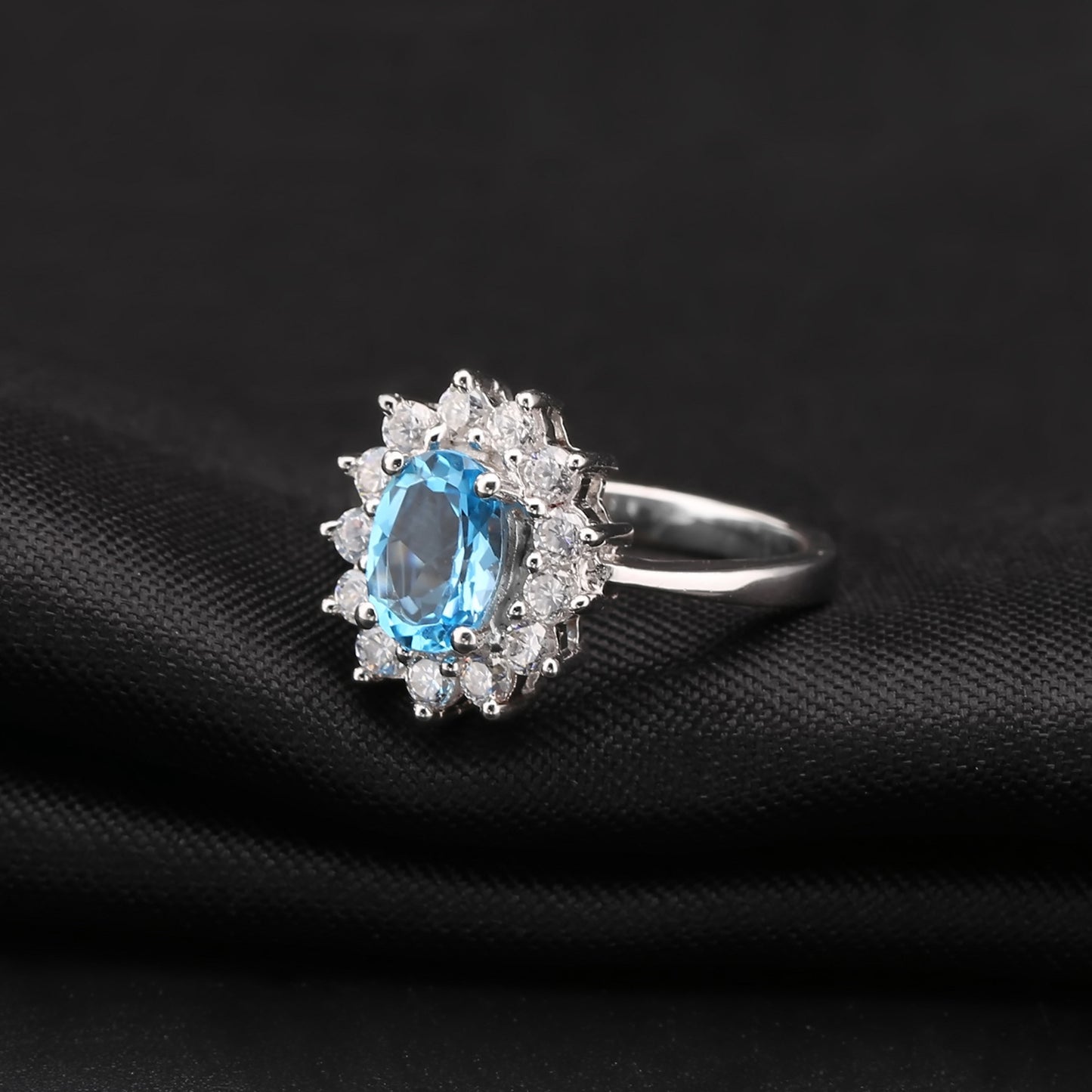 Luxurious Jewelry Topaz Inlay Vintage Design Fashion Natural Gemstone s925Sterling Silver Ring