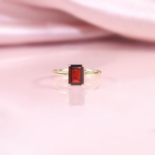 ins Square1.75Carat Gemstone Ring s925Sterling Silver Inlaid with Natural Garnet Peridot Fresh Ring