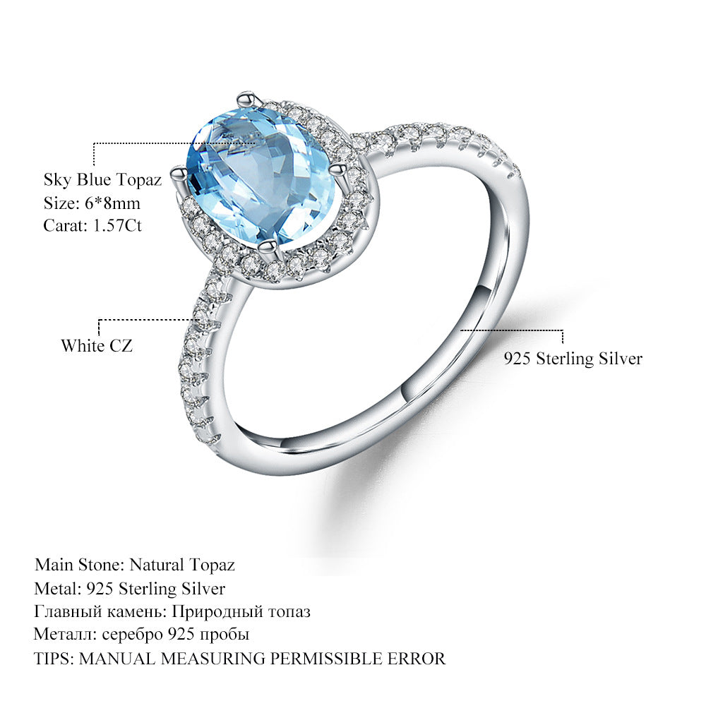Factory Direct Supply New Style Personalized Light Luxury Ring for Women s925Sterling Silver Inlaid Natural Gemstone Amethyst Ring