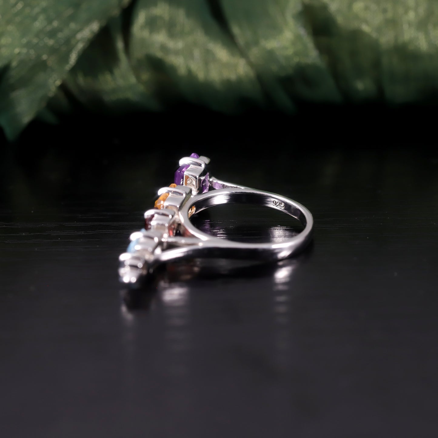 Unique Personality Natural Topaz Ring New Style s925Sterling Silver Inlaid Colorful Gemstone Crystal Ring for Women