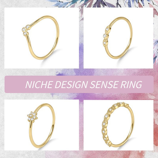 Exquisite Export Rings s925Sterling Silver Moissanite Inlaid Jewelry for Women, Golden Dawn Series Small Ring, Fresh Style