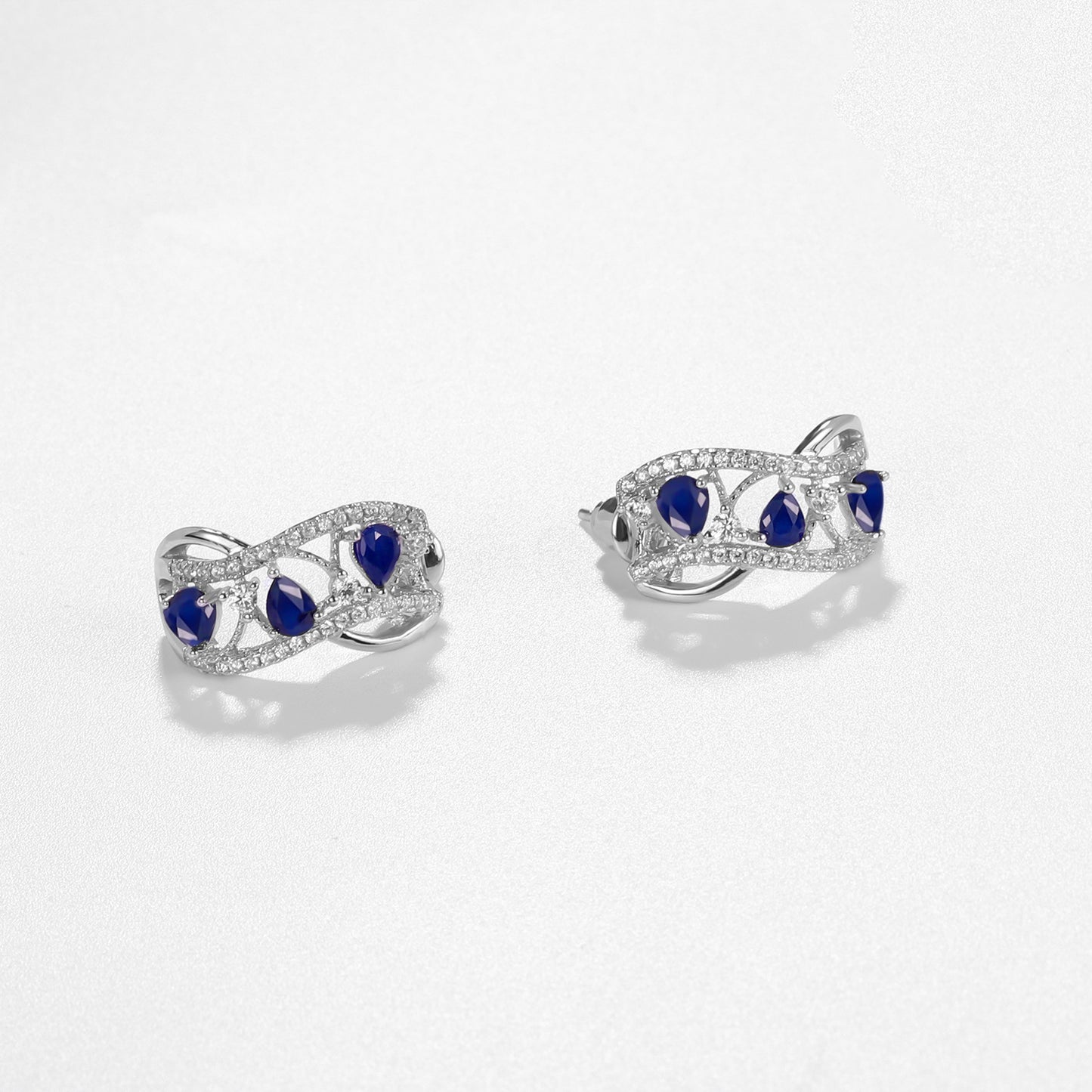 Luxurious and High-End Natural Diopside Earrings Flourishing Series925Silver Inlaid Gemstone Stud Earrings
