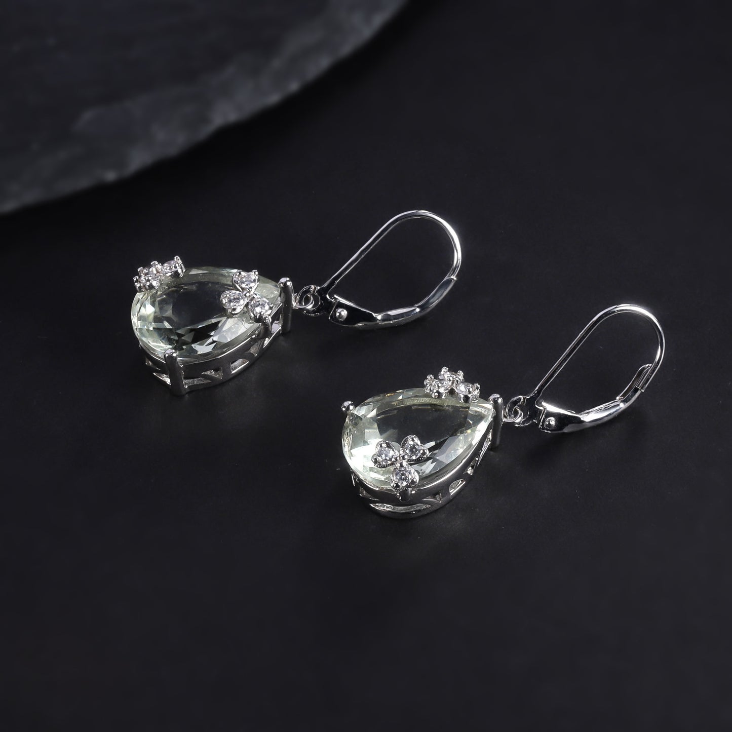 s925Silver Natural Green Amethyst Stud Earrings Jewelry Unique Light Luxury Inlaid Gemstone Natural Colorful Earrings Drop Earrings