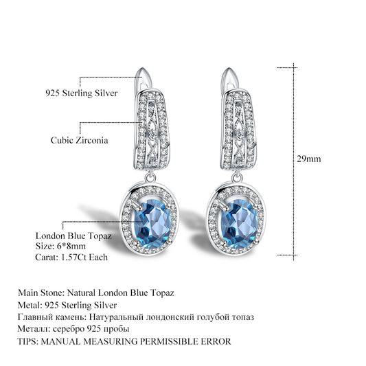 In Stock Fashion Topaz Eardrops Popular s925Silver Inlaid Colorful Gemstone Crystal Earrings Jewelry