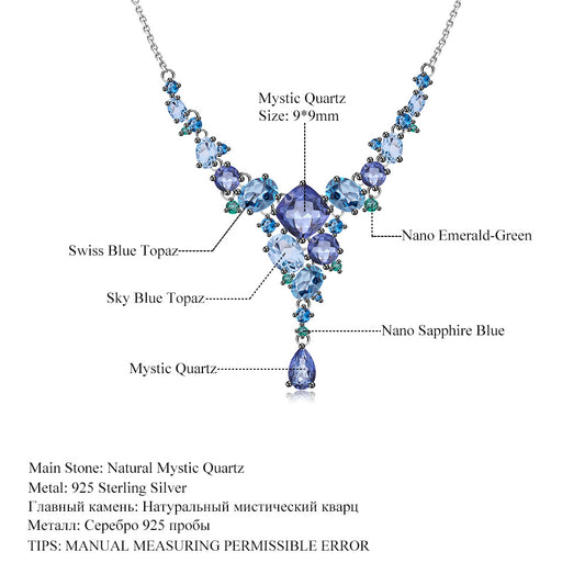 Designer Banquet Luxury Gemstone Necklace Unique Jewelry s925Sterling Silver Natural Gemstone Necklace Pendant