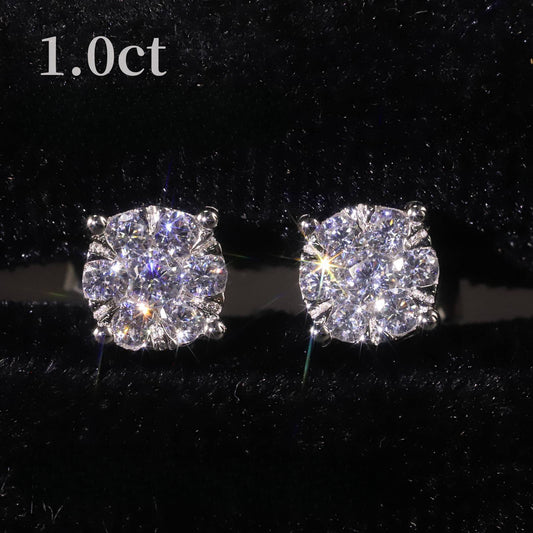 Commuting Luxury9/10/14/18k Rose Gold White Gold Yellow Gold Stud Earrings Cluster Small Diamond Cultivated Diamond Stud Earrings