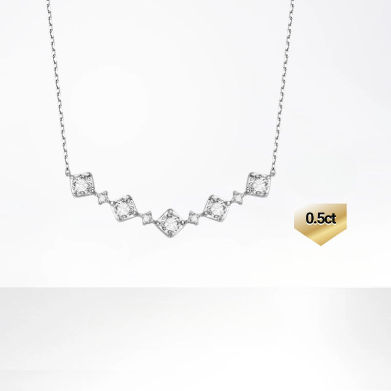 Sense of Design18k Gold Inlaid Cultivated Diamond Necklace for Women Seiko Au750k Gold Platinum Genuine Diamond Clavicle Chain Temperament