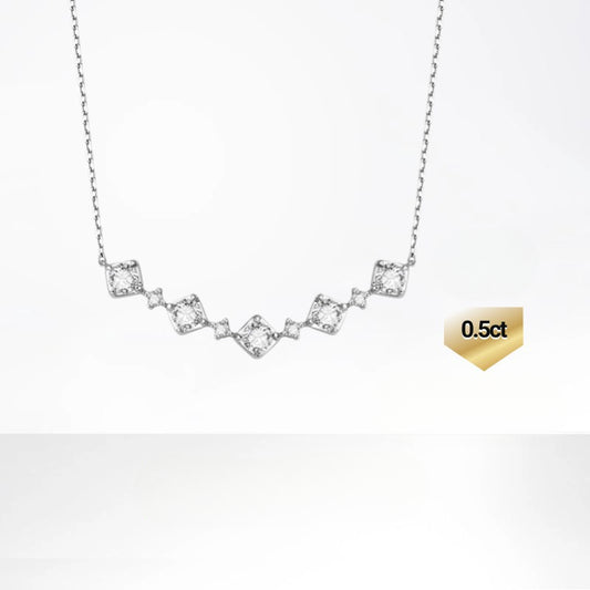 Sense of Design18k Gold Inlaid Cultivated Diamond Necklace for Women Seiko Au750k Gold Platinum Genuine Diamond Clavicle Chain Temperament