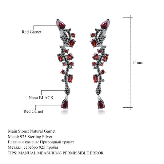 Italian Craft Designer Earrings High-end Jewelry s925Silver Inlaid Natural Garnet Earrings