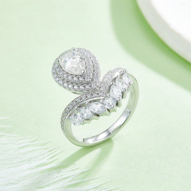 High-end Colorful Moissanite Ring s925Sterling Silver Gold Plated1Carat Moissanite Ring for Women Wholesale