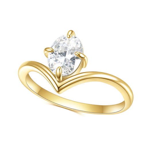 S925Sterling Silver Inlaid5A Zircon Ring High-end Luxury Fashion Simple Style Gemstone Plated14k Gold ring