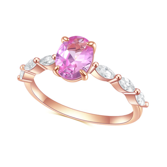 S925Sterling Silver Inlaid Pink Corundum Ring Fashionable and Unique Classic Light Luxury Colorful Gemstone Rose Gold Ring