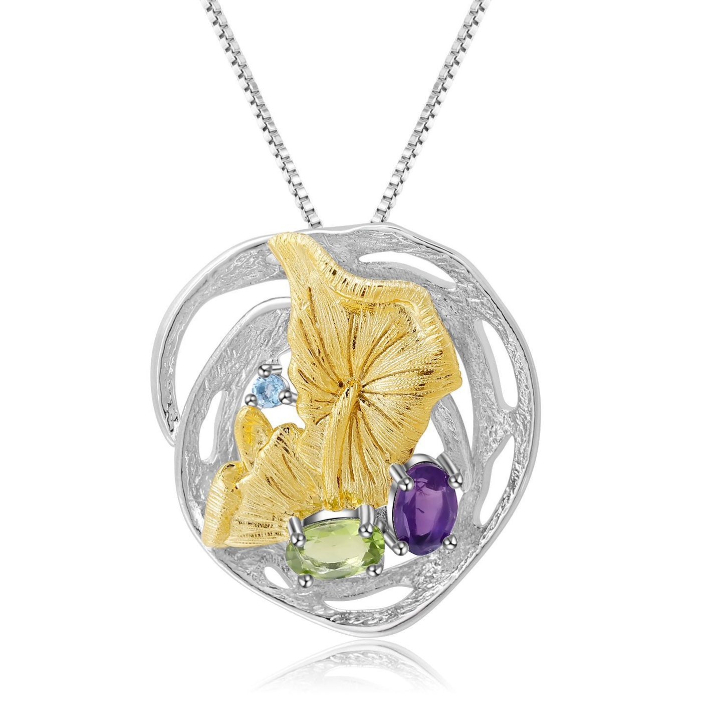 Designer High-End Gemstone Pendant Natural Style Design s925Sterling Silver Natural Gemstone Necklace Pendant