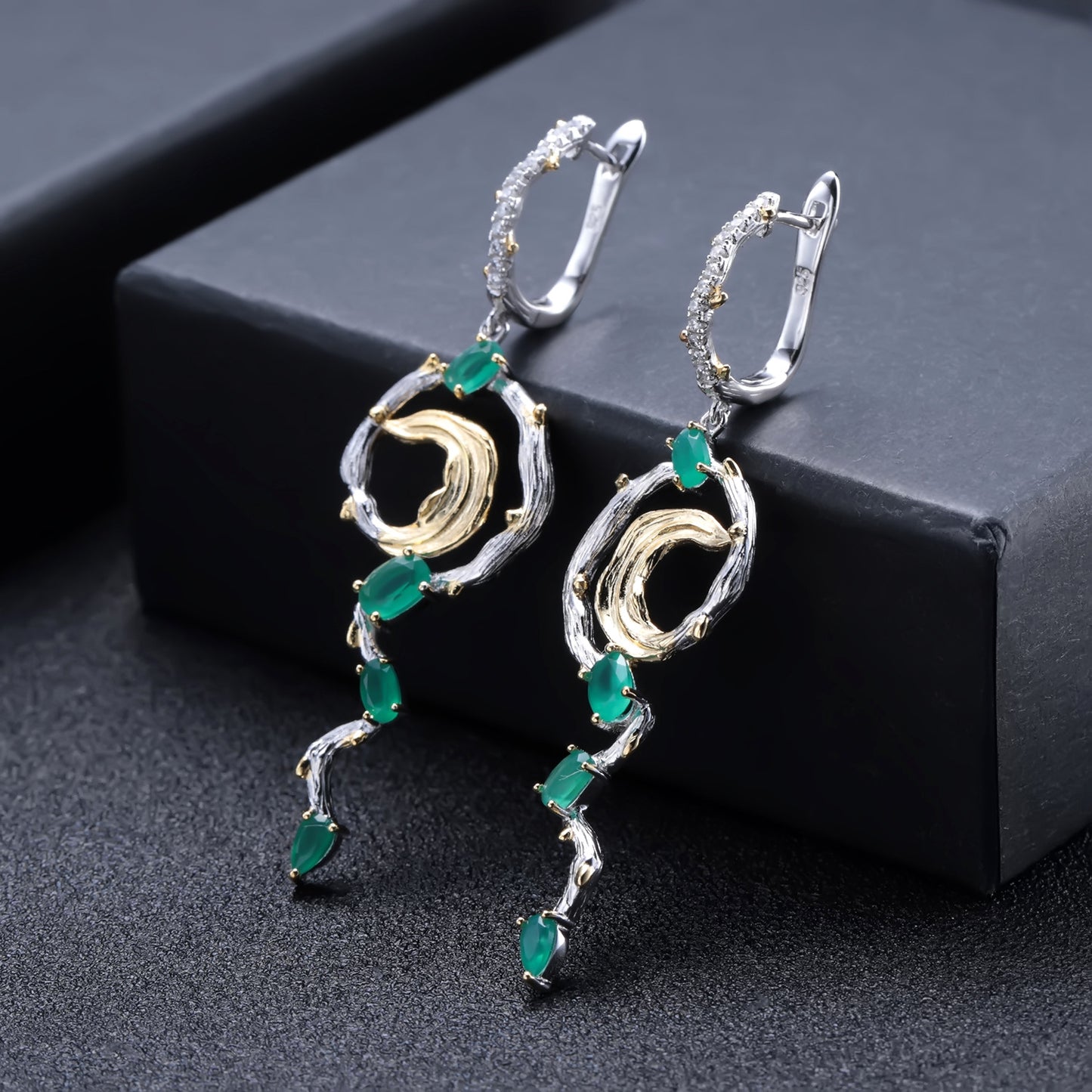 Secret Garden Series Designer High-End Natural Gemstone Jewelry Set Rings, Earrings, Pendants