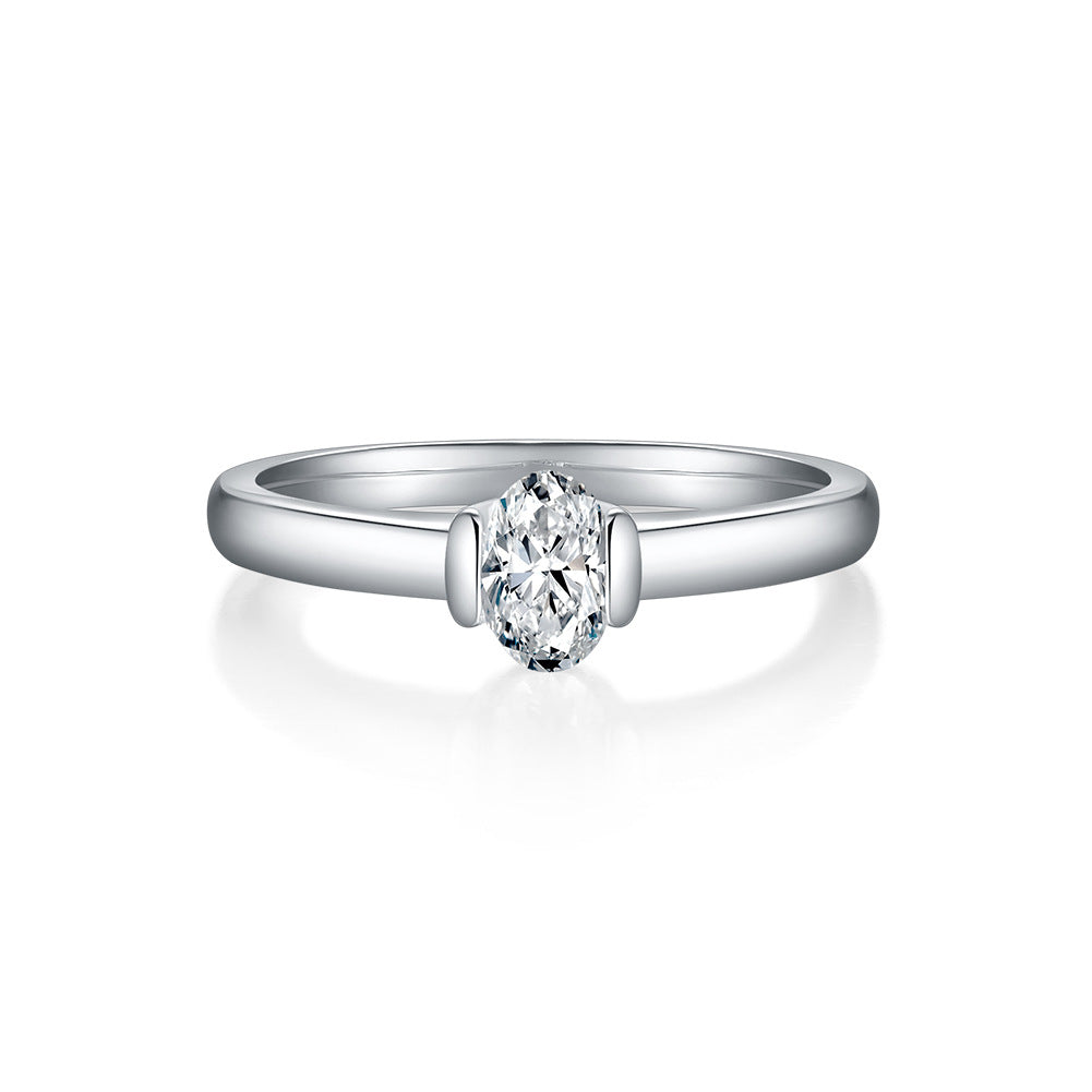Luxurious Fashion Oval Shape0.5ct Moissanite ring S925Silver Gold Plated Engagement Ring for Women