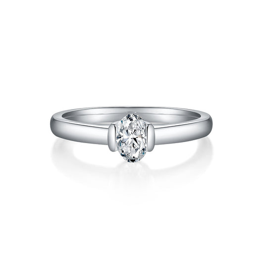 Luxurious Fashion Oval Shape0.5ct Moissanite ring S925Silver Gold Plated Engagement Ring for Women
