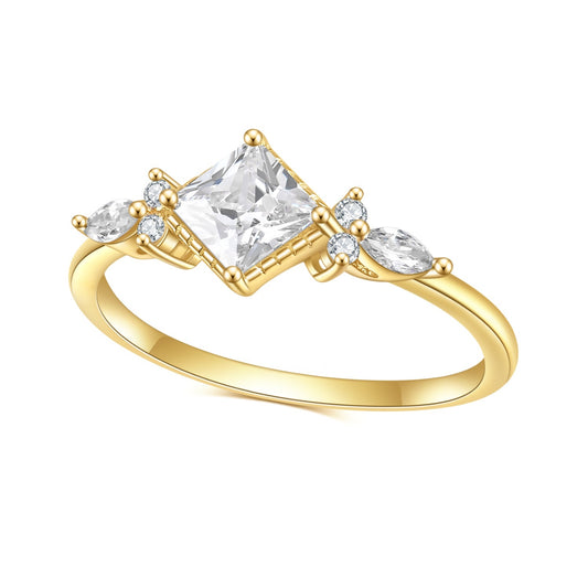 Jewelry S925Sterling Silver Inlaid5A Zircon Ring Fashionable High-end Luxury Gemstone Plated14K Gold ring