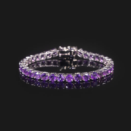 Popular Bracelet s925Sterling Silver Bracelet with Natural Amethyst3mm Gemstone Tennis Chain